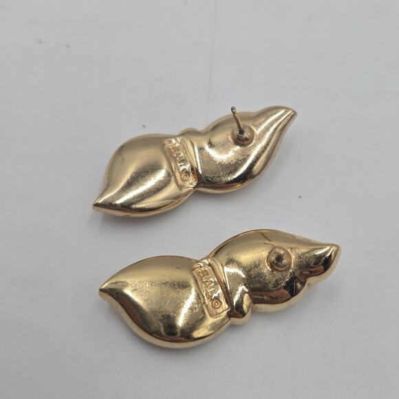 Vintage Earrings SAL Gold Tone Swarovski Pierced Chic Large Sparkling Crystals - Picture 3 of 4